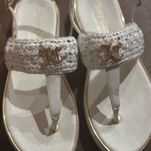 Juicy Couture White and Gold Sandals